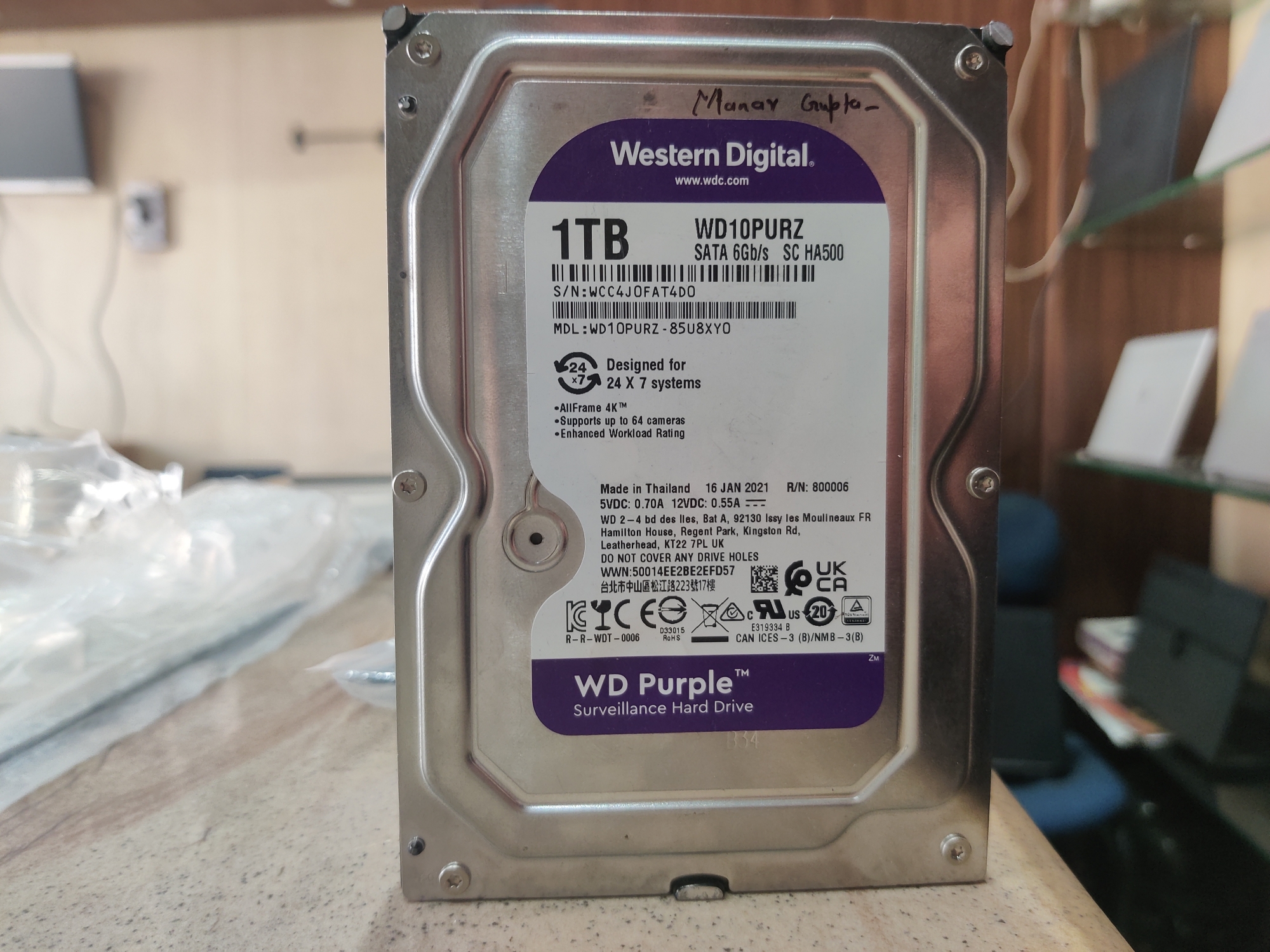 1TB WD Purple Surveillance Hard Drive