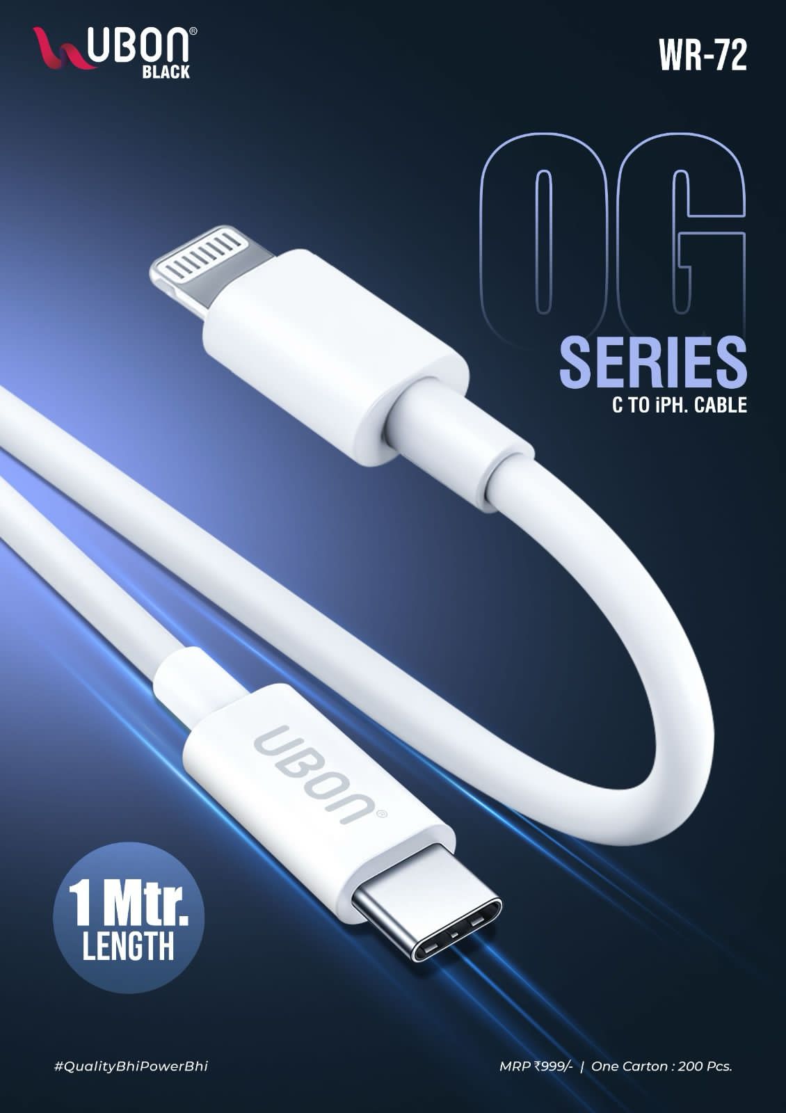 Type C To iPhone Data Cable Ubon Wr72.